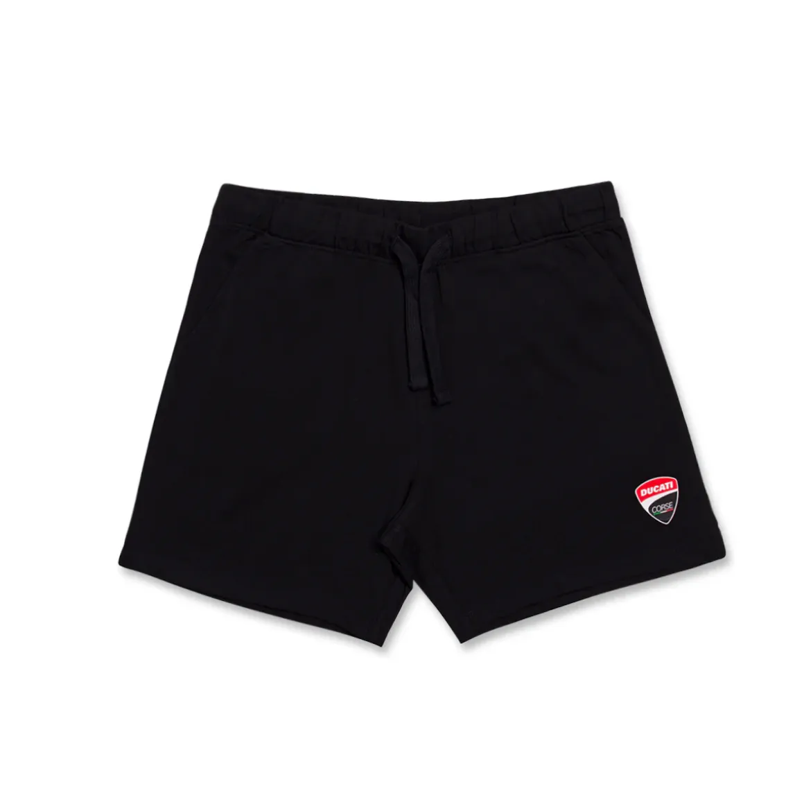 Pantaloni corti neri da bambino e ragazzo con logo Ducati Corse