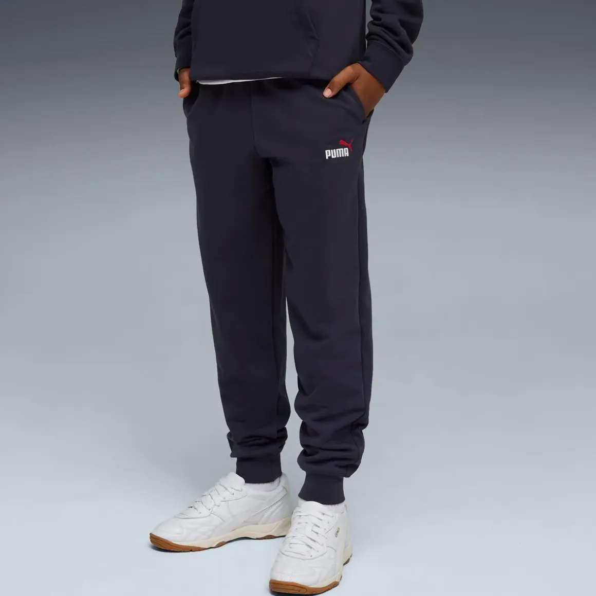 Pantaloni da bambino e ragazzo blu Puma con logo