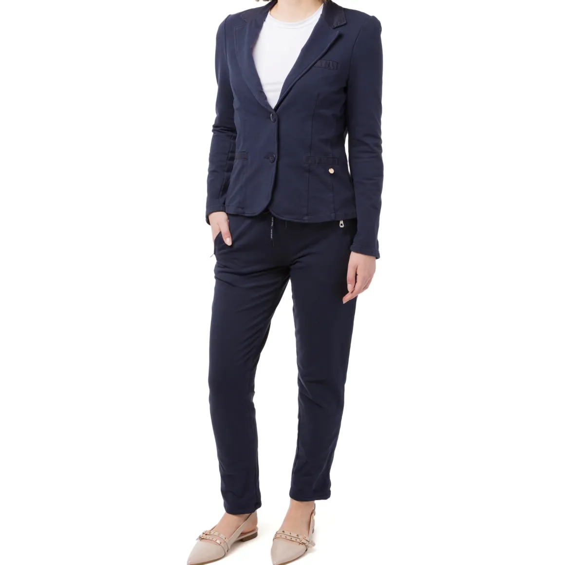 Pantaloni elasticizzati in felpa blu scuro da Donna con tasche Swish Jeans