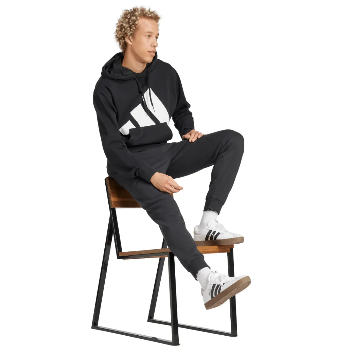 Pantaloni in Jersey neri da Uomo con vita elasticizzata e logo adidas