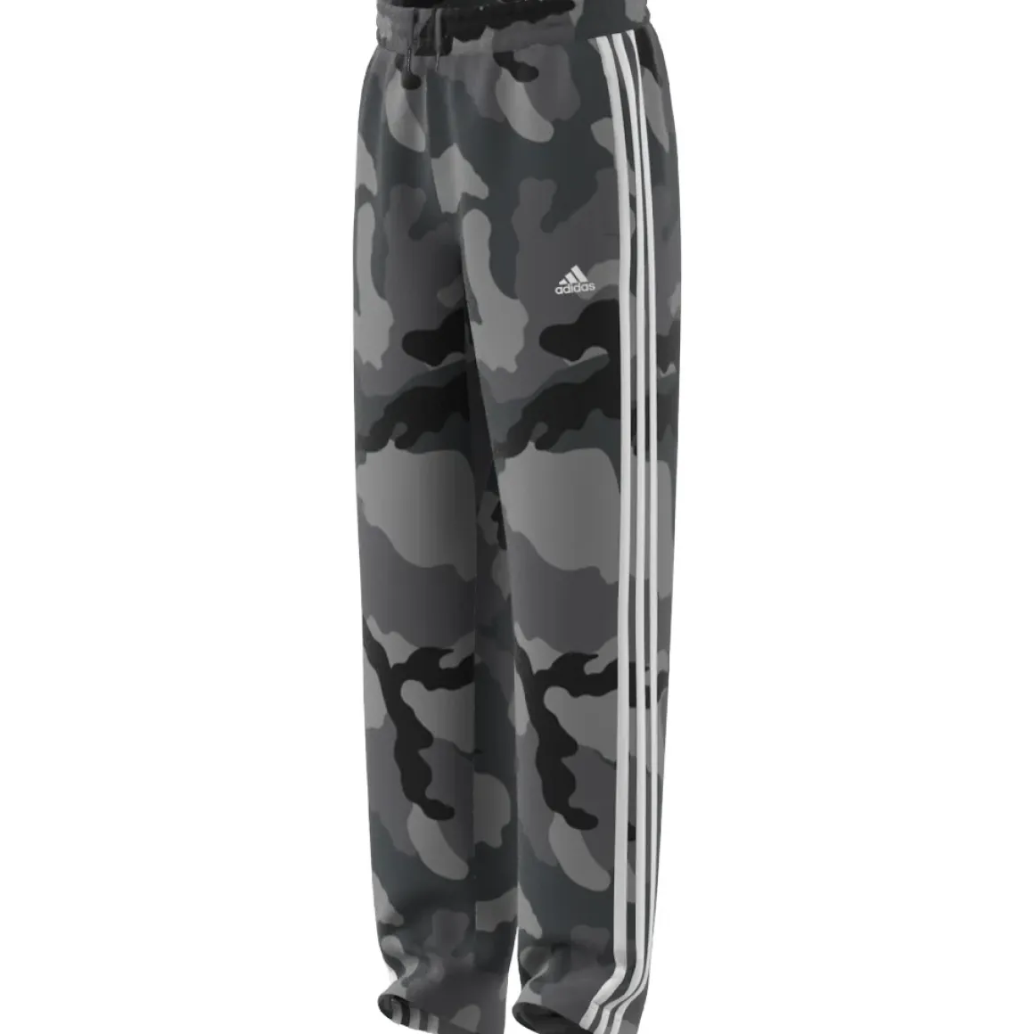 Pantaloni jogging da ragazzo grigi con fantasia militare e logo adidas