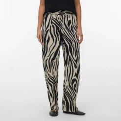 Pantaloni leggeri beige da Donna con stampa animalier Vero Moda