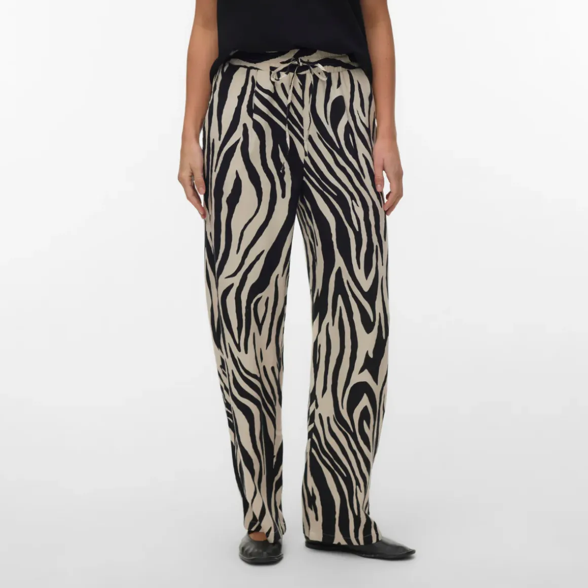 Pantaloni leggeri beige da Donna con stampa animalier Vero Moda