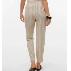 Pantaloni leggeri casual beige da Donna a righe Vero Moda