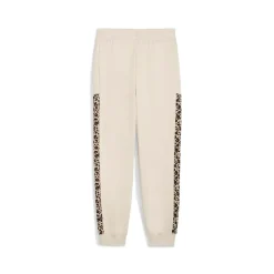 Pantaloni sportivi bianco off-white da Donna e inserti leopardati Puma