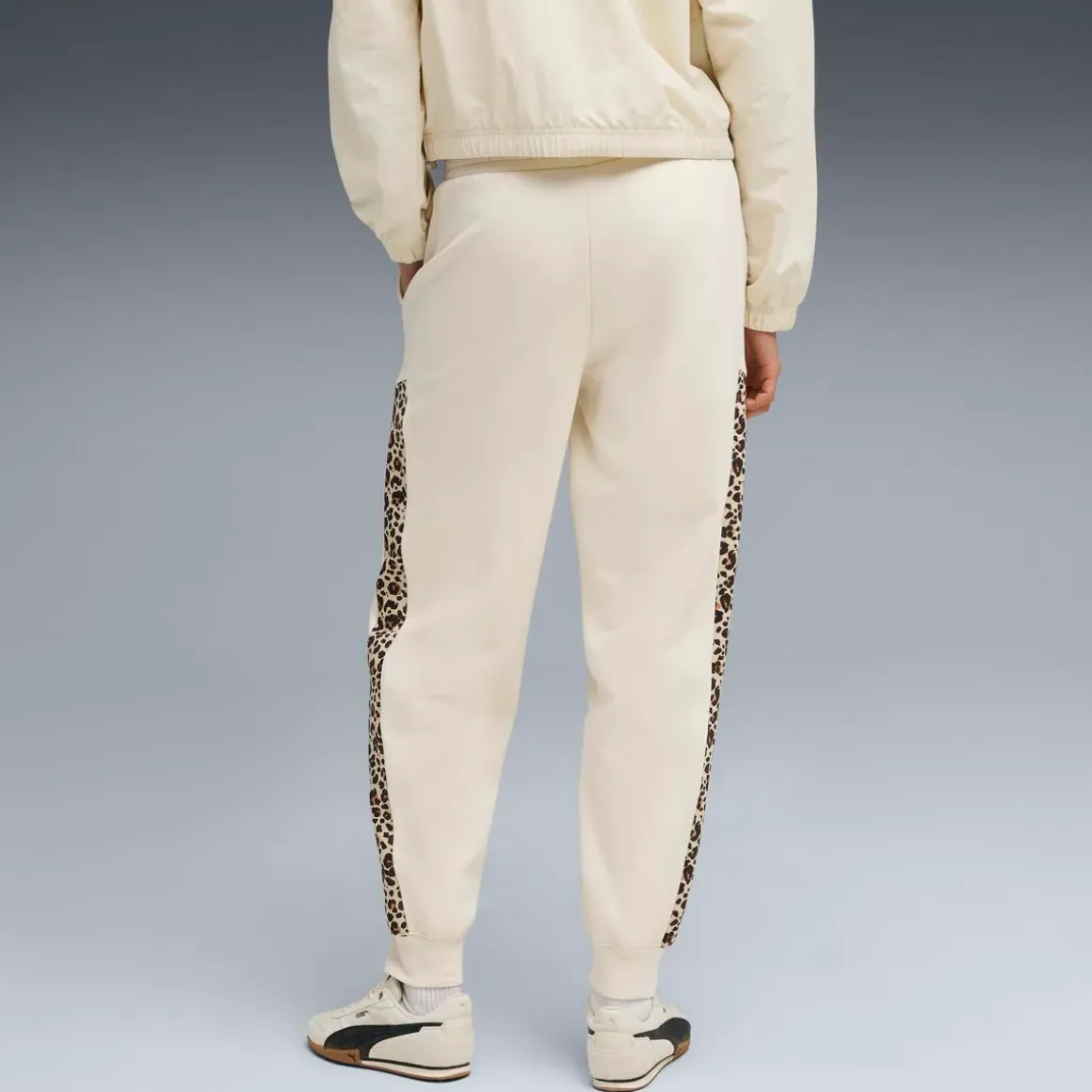 Pantaloni sportivi bianco off-white da Donna e inserti leopardati Puma