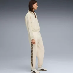Pantaloni sportivi bianco off-white da Donna e inserti leopardati Puma