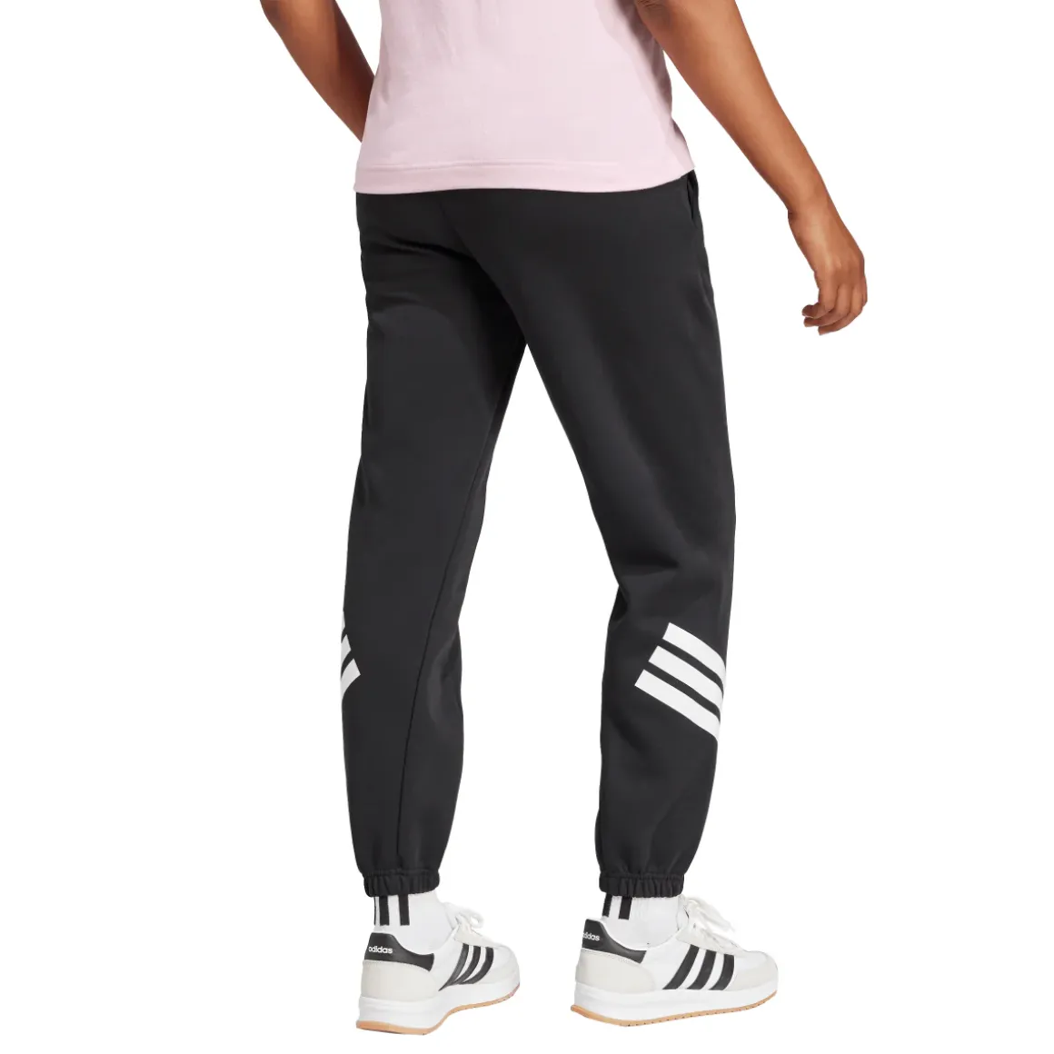 Pantaloni sportivi da donna neri con maxi strisce bianche adidas