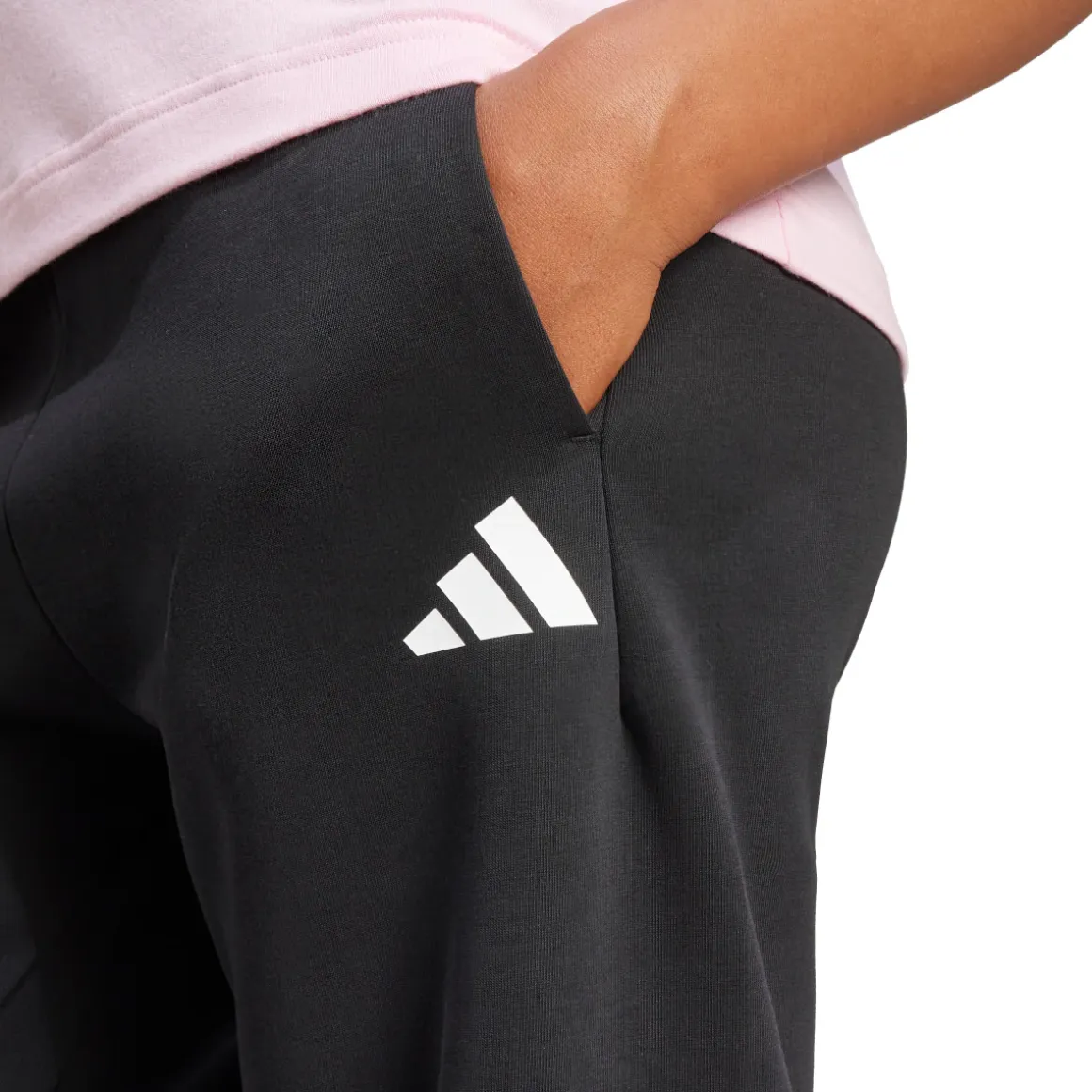 Pantaloni sportivi da donna neri con maxi strisce bianche adidas