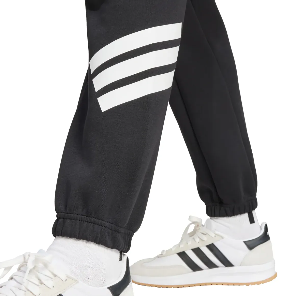 Pantaloni sportivi da donna neri con maxi strisce bianche adidas