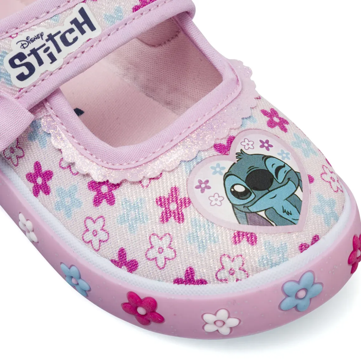 Pantofole rosa da Bambina con fiori e cinturino Lilo & Stitch