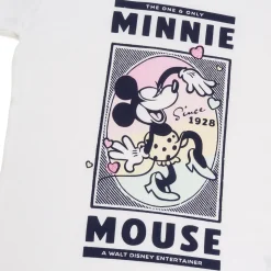 Pigiama corto bianco e rosa da bambina con stampa Minnie