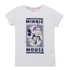 Pigiama corto bianco e rosa da bambina con stampa Minnie