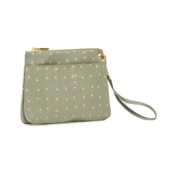 Pochette a mano da Donna khaki con cinturino e stampa palme Naj Oleari