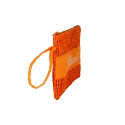 Pochette Arancione da Donna con Trama a Rete effetto rafia Camomilla Milano