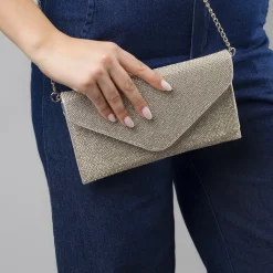 Pochette Argento da Donna con strass e tracolla a catena Lora Ferres