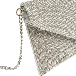 Pochette Argento da Donna con strass e tracolla a catena Lora Ferres