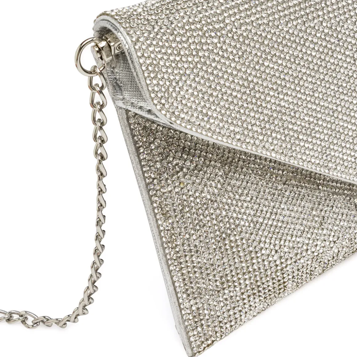 Pochette Argento da Donna con strass e tracolla a catena Lora Ferres