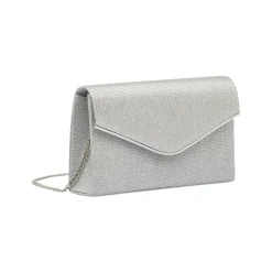 Pochette Argento Glitter con patta a Busta Lora Ferres
