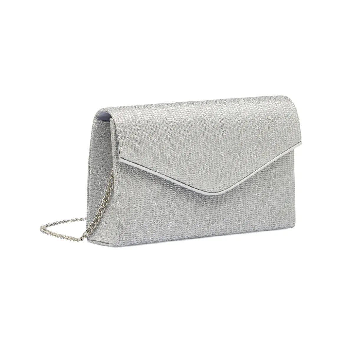Pochette Argento Glitter con patta a Busta Lora Ferres
