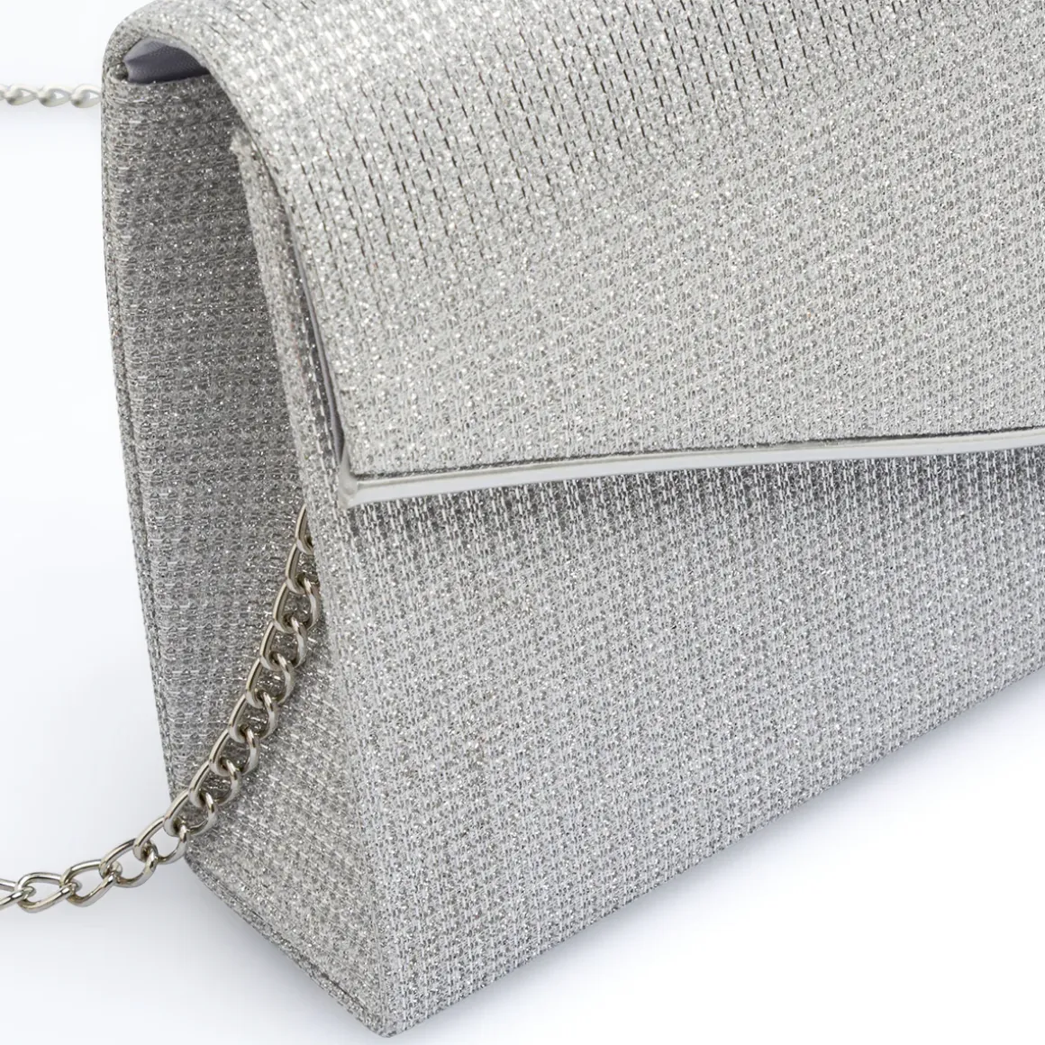 Pochette Argento Glitter con patta a Busta Lora Ferres