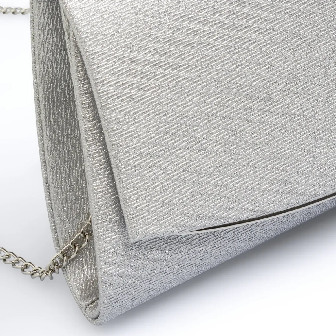 Pochette Argento glitter con tracolla removibile Lora Ferres