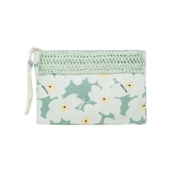 Pochette azzurra Donna con stampa fiori e dettaglio rafia Naj Oleari