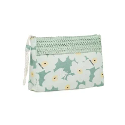 Pochette azzurra Donna con stampa fiori e dettaglio rafia Naj Oleari