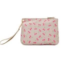 Pochette beige da Donna con stampa ciliegie e manico Naj Oleari
