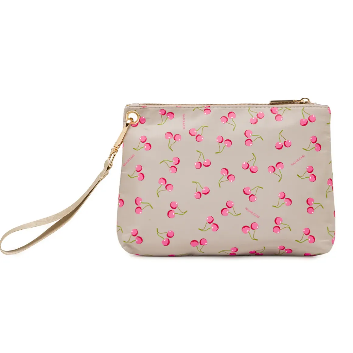 Pochette beige da Donna con stampa ciliegie e manico Naj Oleari