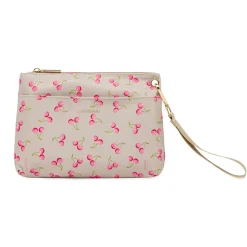 Pochette beige da Donna con stampa ciliegie e manico Naj Oleari