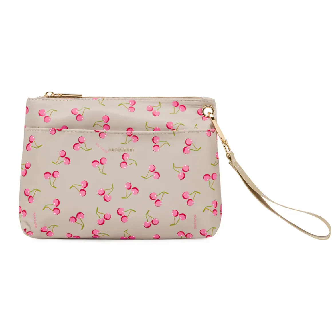 Pochette beige da Donna con stampa ciliegie e manico Naj Oleari