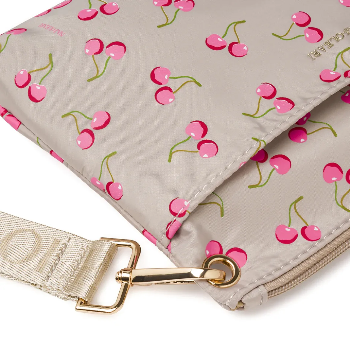 Pochette beige da Donna con stampa ciliegie e manico Naj Oleari