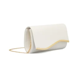 Pochette Bianca con Tracolla e Dettaglio Metallico Lora Ferres