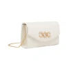 Pochette Bianca da Donna con fibbia gioiello e tracolla Lora Ferres