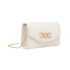 Pochette Bianca da Donna con fibbia gioiello e tracolla Lora Ferres