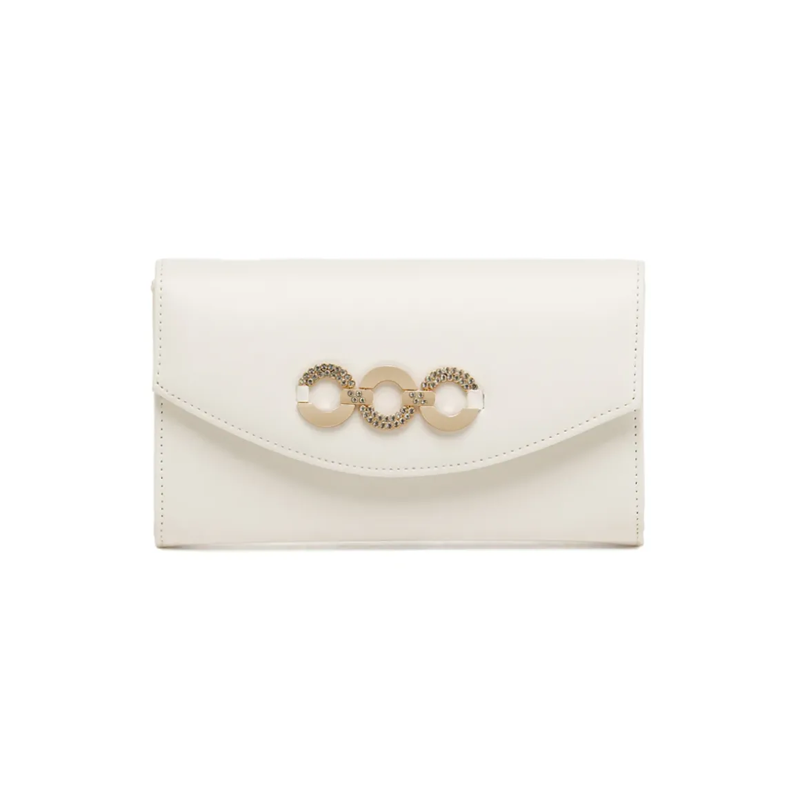 Pochette Bianca da Donna con fibbia gioiello e tracolla Lora Ferres