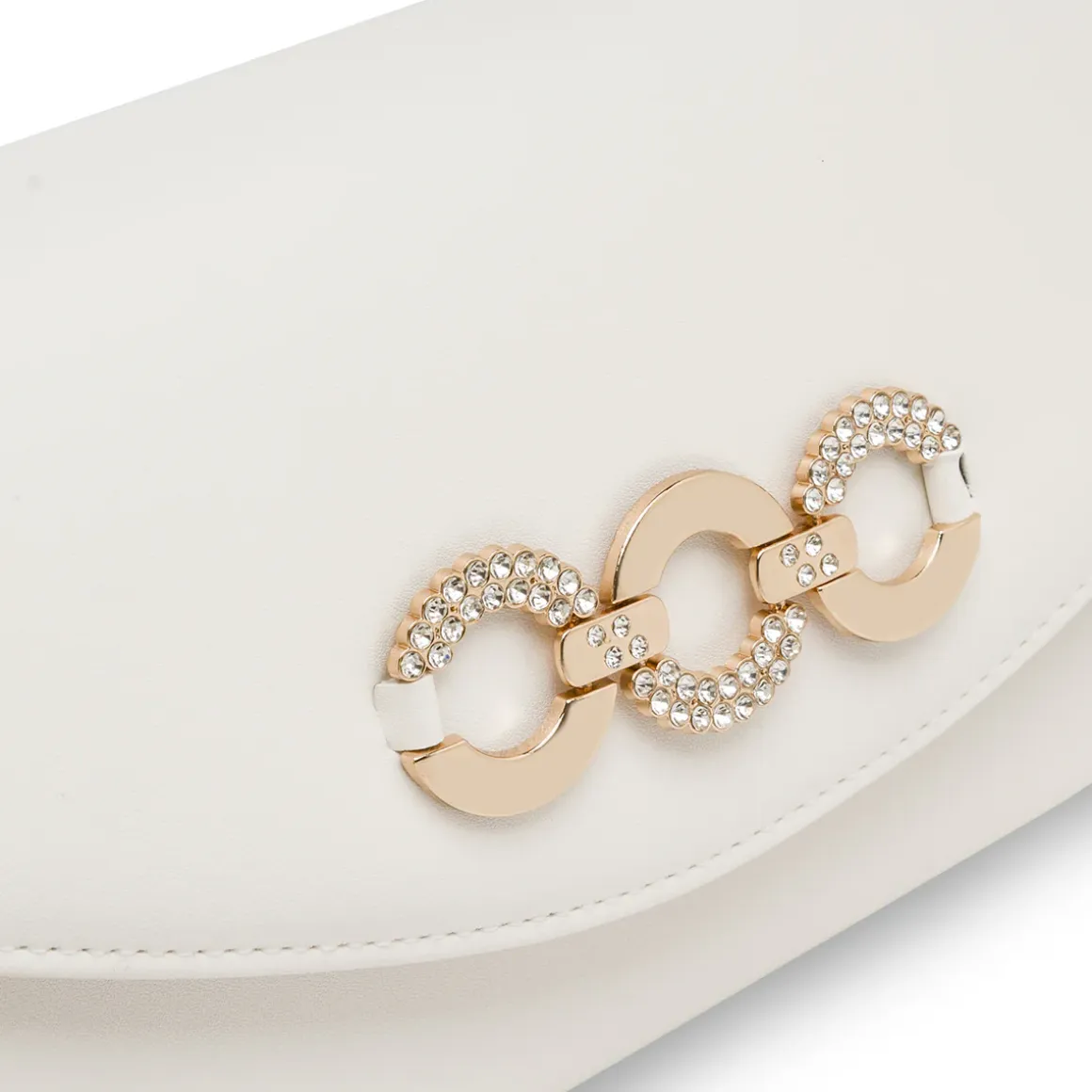 Pochette Bianca da Donna con fibbia gioiello e tracolla Lora Ferres