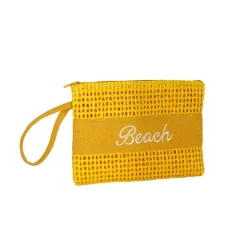 Pochette da mare effetto Rafia gialla da Donna con cinturino da polso Camomilla Milano