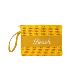 Pochette da mare effetto Rafia gialla da Donna con cinturino da polso Camomilla Milano