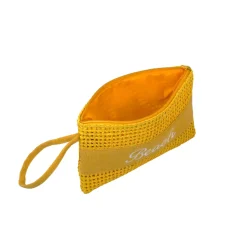 Pochette da mare effetto Rafia gialla da Donna con cinturino da polso Camomilla Milano