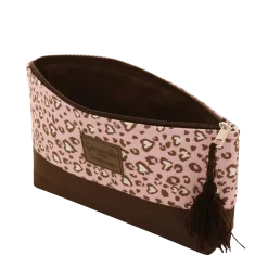 Pochette Donna marrone e rosa con fantasia animalier Camomilla Milano