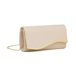 Pochette elegante da Donna nude con dettaglio oro Lora Ferres