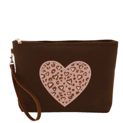 Pochette marrone da Donna con cuore maculato e manico Camomilla Milano