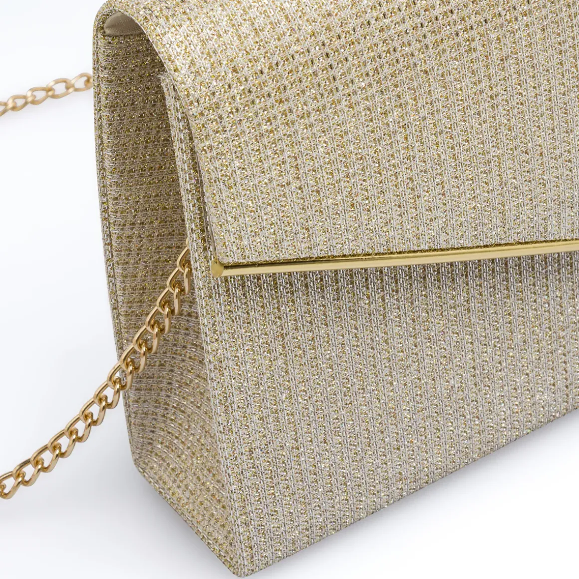 Pochette Oro Glitter con tracolla removibile Lora Ferres