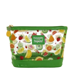 Pochette trasparente verde con stampa tropicale Camomilla Milano