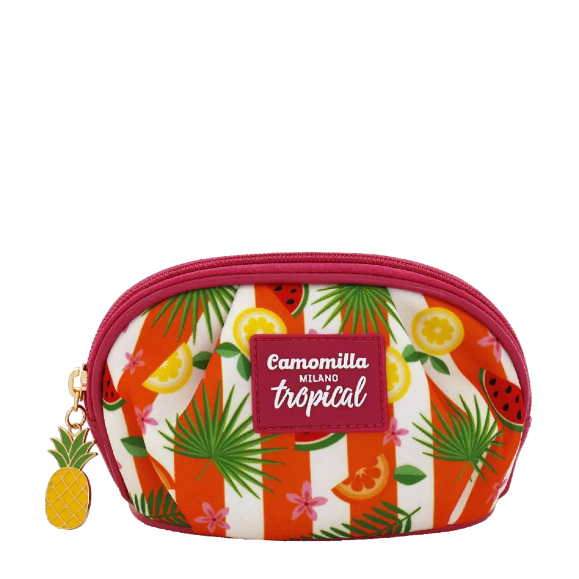 Pochettina mare fucsia con stampa tropicale e charm Camomilla Milano