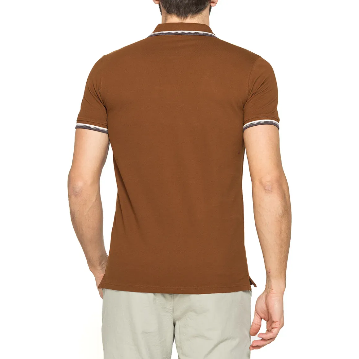 Polo a manica corta da Uomo marrone con profili a contrasto Carrera Jeans