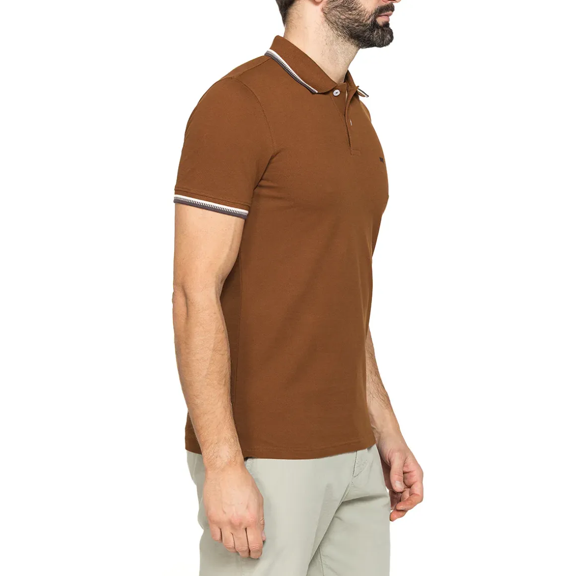 Polo a manica corta da Uomo marrone con profili a contrasto Carrera Jeans