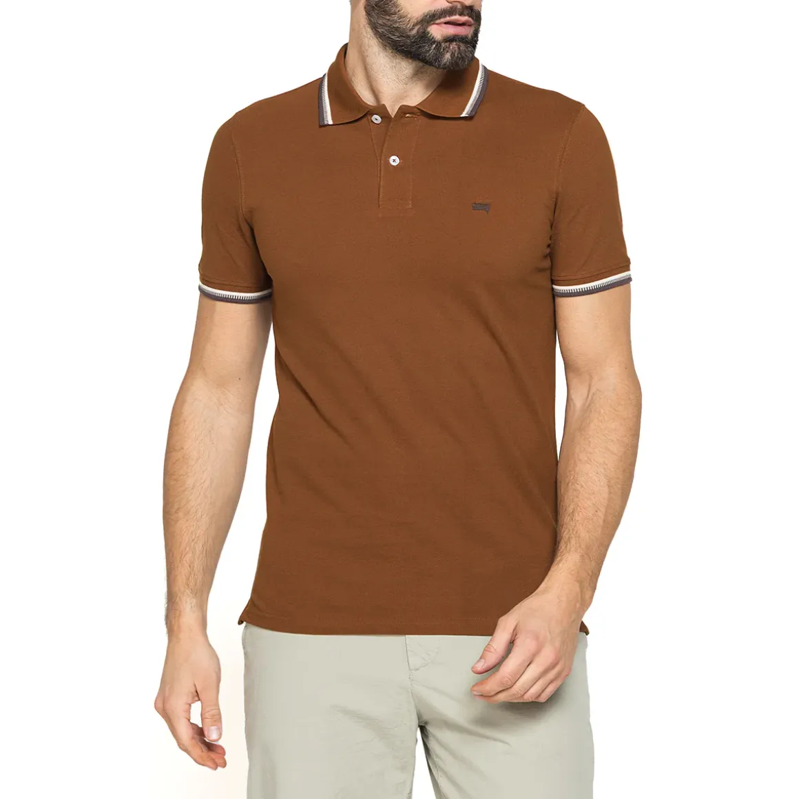 Polo a manica corta da Uomo marrone con profili a contrasto Carrera Jeans